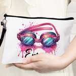 Borsa cosmetica personalizzata con nome per gli occhiali da nuoto rosa Regalo per gli amanti del nuoto Team Coach