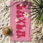 Toalla de playa personalizada súper absorbente de secado rápido en varios colores con margarita y nombre regalo de vacaciones fiesta para ella