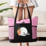 Sac en Toile Personnalisé avec Nom et Fleur de Naissance à Motif Golf Sac de Grande Capacité pour Amateur de Golf Cadeau d'Anniversaire