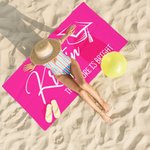Serviette de Plage Multicolore Personnalisée avec Nom Super Absorbant à Séchage Rapide Motif Chapeau de Diplôme Class of 2024 Cadeau Graduation