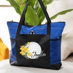 Sac en Toile Personnalisé avec Nom et Fleur de Naissance à Motif Golf Sac de Grande Capacité pour Amateur de Golf Cadeau d'Anniversaire