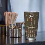 Personalizzato Prima papà ora nonno BBQ Food 20 oz Tumbler isolato con il nome del bambino Regalo di compleanno per la festa del papà per la famiglia