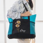 Sac de Voyage Personnalisé avec Nom et Fleur de Naissance Grande Capacité Pochette en Maille Cadeau Anniversaire Mariage pour Femme