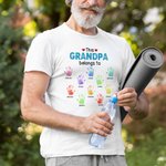 Personalised Belongs to Watercolour Family Hand Print 100% Cotton T-shirt with Name and Nickname Father's Day Birthday Gift for Dad Grandpa