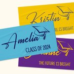 Serviette de Plage Multicolore Personnalisée avec Nom Super Absorbant à Séchage Rapide Motif Chapeau de Diplôme Class of 2024 Cadeau Graduation