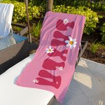 Toalla de playa personalizada súper absorbente de secado rápido en varios colores con margarita y nombre regalo de vacaciones fiesta para ella