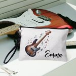 Gepersonaliseerd muziekinstrument cosmetisch tasje met naam en polsbandje verjaardagscadeau voor muzikant muziekliefhebber
