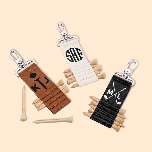 Personalized Monogram Golf Bag Tag Tee Holder with 5 Tees Golf Accessory Father's Day Birthday Gift For Golf Lover