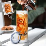 Personalised Watercolour Painting Pet Portrait Photo 20oz Skinny Tumbler with Straw and Cleaning Brush Birthday Memorial Gift for Pet Lovers