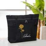 Sac de Voyage Personnalisé avec Nom et Fleur de Naissance Grande Capacité Pochette en Maille Cadeau Anniversaire Mariage pour Femme