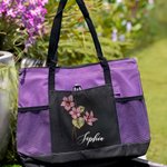 Sac de Voyage Personnalisé avec Nom et Fleur de Naissance Grande Capacité Pochette en Maille Cadeau Anniversaire Mariage pour Femme