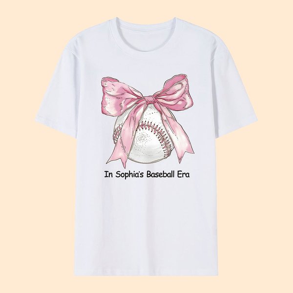 Personalisierte rosa Baseball-Basketball-Kokett Bogen Kind Erwachsenen-T-Shirt mit Text Mädchen Ära Eltern-Kinder-Kleidung Geburtstagsgeschenk für Sport-Liebhaber