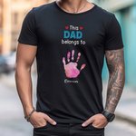 Personalised Belongs to Watercolour Family Hand Print 100% Cotton T-shirt with Name and Nickname Father's Day Birthday Gift for Dad Grandpa
