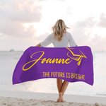 Serviette de Plage Multicolore Personnalisée avec Nom Super Absorbant à Séchage Rapide Motif Chapeau de Diplôme Class of 2024 Cadeau Graduation