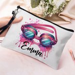 Borsa cosmetica personalizzata con nome per gli occhiali da nuoto rosa Regalo per gli amanti del nuoto Team Coach