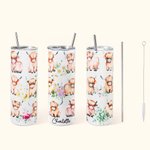Vaso Personalizado Boho Floral Vaca de las Tierras Altas 20oz 30oz con Nombre y Pajita Regalo de Cumpleaños para Amante de las Vacas de las Tierras Al