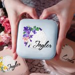 Boîte à Bijoux en Cuir Personnalisée avec Nom et Fleur de Naissance à Golf Accessoire de Voyage Cadeau Anniversaire pour Femme Amatrice de Golf