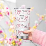 Gepersonaliseerde Coquette Bow 20oz Tekst Tumbler met rietje Verjaardag Inspire Verjaardagscadeau voor haar