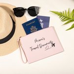 Personalised Travel Documents Passport Leather Zip Pouch Storage Bag with Wrist Strap and Name Anniversary Birthday Gift for Friend Family