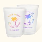 Gepersonaliseerde Set van 10 Laatste Toast Aan De Kust Plastic Wegwerpbekers met Tekst Bruiloft Strand Vrijgezellenfeest Cadeau voor Bruidsmeisje
