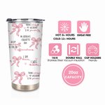 Gepersonaliseerde Coquette Bow 20oz Tekst Tumbler met rietje Verjaardag Inspire Verjaardagscadeau voor haar