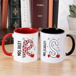 Mug en Céramique Personnalisé avec Nom et Initiale Style Crayon Cahier Papier Cadeau Anniversaire Retour à l'École pour Enseignant