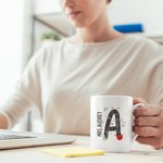 Mug en Céramique Personnalisé avec Nom et Initiale Style Crayon Cahier Papier Cadeau Anniversaire Retour à l'École pour Enseignant