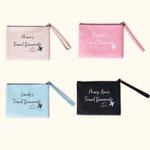 Personalised Travel Documents Passport Leather Zip Pouch Storage Bag with Wrist Strap and Name Anniversary Birthday Gift for Friend Family