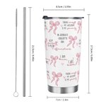 Gepersonaliseerde Coquette Bow 20oz Tekst Tumbler met rietje Verjaardag Inspire Verjaardagscadeau voor haar