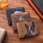 Gepersonaliseerde Portretschilderij stijl heren portemonnee met naam en meerdere kaart sleuven Vaderdag verjaardagscadeau voor kat hond huisdier Lover