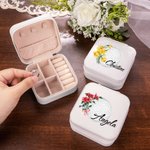 Boîte à Bijoux en Cuir Personnalisée avec Nom et Fleur de Naissance à Golf Accessoire de Voyage Cadeau Anniversaire pour Femme Amatrice de Golf