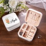 Boîte à Bijoux en Cuir Personnalisée avec Nom et Fleur de Naissance à Golf Accessoire de Voyage Cadeau Anniversaire pour Femme Amatrice de Golf