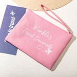 Personalised Travel Documents Passport Leather Zip Pouch Storage Bag with Wrist Strap and Name Anniversary Birthday Gift for Friend Family