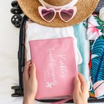 Personalised Travel Documents Passport Leather Zip Pouch Storage Bag with Wrist Strap and Name Anniversary Birthday Gift for Friend Family