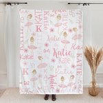 Gepersonaliseerd Schattig Roze Ballet Meisjes Zacht Deken Met Naam Verjaardagscadeau voor Kleine Meisjes Ballerina Dansliefhebber