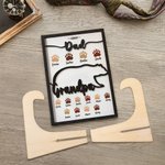 Personalised First Dad Now Grandpa Papa Bear Wooden Plaque Frame with Kids Names Father's Day Birthday Gift for Him