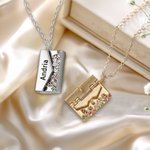 Personalised Hidden Secret Message Envelope Locket Necklace Colourful with Enamel Flowers Engraved Name Birthday Mother's Day Gift for Her