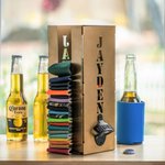 Portabotellas metálico con abrebotellas y texto Bar Club Accesorio para fiesta de boda Regalo del Día del Padre para los amantes de la cerveza