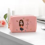 Gepersonaliseerd Geboortebloem Schattig Vrouwen Meisje Cosmetisch Tasje met Naam Verjaardag Verjaardagscadeau voor haar