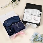 Pigiama personalizzato con maschera per gli occhi e fazzoletto per i capelli, confezione regalo per compleanno e festa della mamma.
