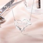Personligt hjärta sax kam hårtork halsband med namn minimalistiska smycken födelsedagspresent för stylister frisör älskare