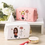 Gepersonaliseerd Geboortebloem Schattig Vrouwen Meisje Cosmetisch Tasje met Naam Verjaardag Verjaardagscadeau voor haar