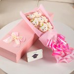 Personalized Cute Stuffed Flower Plush Bear Ribbon Bow Bouquet with Gift Box and Greeting Card Class of 2026 Graduation Party Gift for Graduates