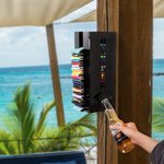 Portabotellas metálico con abrebotellas y texto Bar Club Accesorio para fiesta de boda Regalo del Día del Padre para los amantes de la cerveza