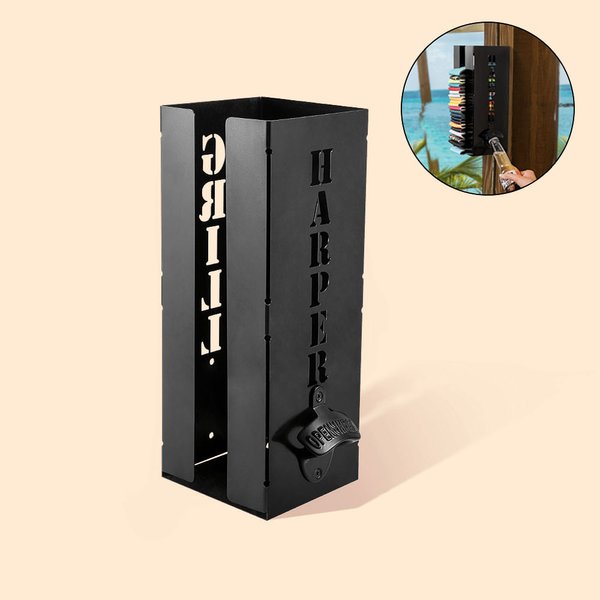 Portabotellas metálico con abrebotellas y texto Bar Club Accesorio para fiesta de boda Regalo del Día del Padre para los amantes de la cerveza