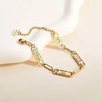 Personalizada Piedra de Nacimiento Familia Paperclip Pulsera de cadena con 1-4 nombres grabados Cumpleaños Día de la Madre de regalo para las mujeres