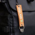 Personalised Embroidered Name Travel Felt Keychain with Engraved Text Ring Birthday Anniversary Gift for Traveller