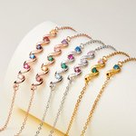 Bracelet Personnalisé avec 1-6 Pierres de Naissances et Noms Gravés Cadeau Noël Anniversaire pour Maman Grand-Mère Famille