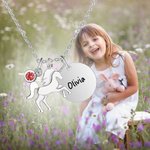 Gepersonaliseerde Fantasie Eenhoorn Ketting met Geboortesteen Bedel en Gegraveerde Naam Schijf Verjaardagscadeau voor Vrouwen Meisjes