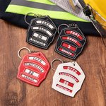 Llavero Personalizado de Cuero con Escudo de Casco de Bombero con Nombre y Cargo del Departamento Regalo de Cumpleaños para Bombero